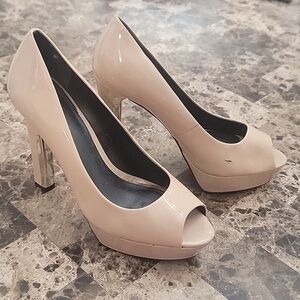 Elegant Nude Peep-Toe Heels